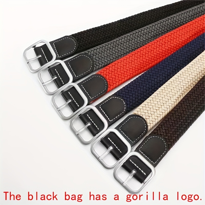 Woven Braided Belt Elastic Square Buckle One Size Fits Most